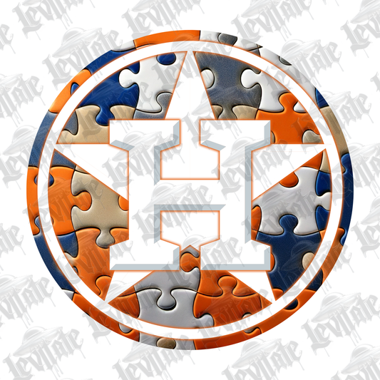 Autism Astros PNG | Puzzle Pieces Design for Autism Awareness Month | Houston Astros PNG